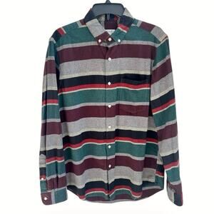 Steven Alan Shirt Mens Sz M Cotton Flannel Stripe Button Up Long Slv Designer